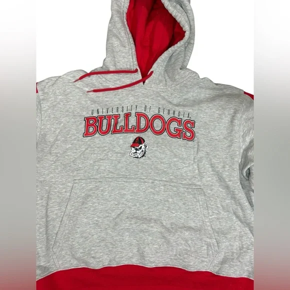 Vintage University of Georgia bulldog Champion White and Red sweatshirt hoodie - Picture 2 of 8
